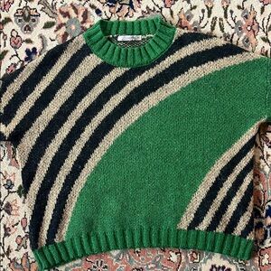 Made in Italy 🇮🇹 Green and Black Striped Sweater women’s Small